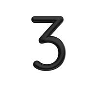 Ultion Sweet Black Door Numbers '3' - 3inch height - Self Adhering, No Drilling or Screwing Required