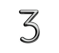 Ultion Sweet Chrome Door Numbers '3' - 3inch height - Self Adhering, No Drilling or Screwing Required …