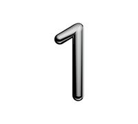 Ultion Sweet Door Number 1 - Chrome - Self Adhering, No Drilling Or Screwing Required