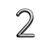 Ultion Sweet Door Number 2 - Chrome - Self Adhering, No Drilling Or Screwing Required