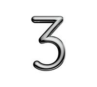 Ultion Sweet Door Number 3 - Chrome - Self Adhering, No Drilling Or Screwing Required