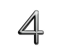Ultion Sweet Door Number 4 - Chrome - Self Adhering, No Drilling Or Screwing Required