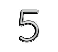 Ultion Sweet Door Number 5 - Chrome - Self Adhering, No Drilling Or Screwing Required