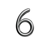 Ultion Sweet Door Number 6 - Chrome - Self Adhering, No Drilling Or Screwing Required