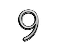 Ultion Sweet Door Number 9 - Chrome - Self Adhering, No Drilling Or Screwing Required