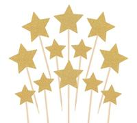Ultnice 50 Pieces Stars Cake Topper Cover Glitter Birthday Cake Decoration Toppers (Gold)