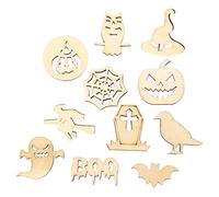 ULTNICE 50Pcs 2 Inch Wooden Cone Craft Set Halloween Painting Cones DIY Pumpkin Witch Decorations for Autumn Party and Home Decor