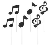 ULTNICE Cake Topper Music Symbol Notes Decorations Happy Birthday Cake Party Supplies 6 Pieces (Black)