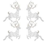 ULTNICE Reindeer Applique 4pcs Christmas Iron on Patches Reindeer Shape Embroidered Sew On Appliques for Xmas Costume Decoration
