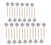 ULTNICE Silver Glitter Star Cake Cupcake Topper 50 Pack stars cake toppers Glitter Birthday Cake Decoration Picks