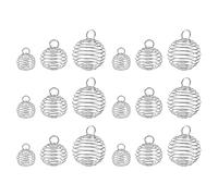 ULTNICE Silver Plated Spiral Bead Cage Charm 30Pcs Bead Cage Pendant Spiral Beads Plated Charms Findings for DIY Jewelry Making