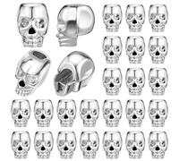 ULTNICE Skull Accessories - 30 Mini Skull Beads for Jewelry Making Silver Alloy Charms for Necklaces and Bracelets Crafting Supplies