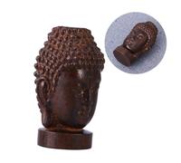 ULTNICE Wooden Sakyamuni Buddha Head Figurine - Religious Wooden Sakyamuni Buddha Head Figurine Statue Art Serenity Collection