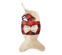 Ultra 1 Cat Christmas Stocking Burlap Fish Shaped Cat Christmas Stocking Burlap Stockings for Cat Gifts Xmas Stockings Treat Holder for Festive Cat Treats Cat Presents Bag