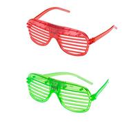 Ultra 1 Red 1 Green LED Shutter Glasses - Party Flashing Glasses with Lights - Neon Glasses Rave Accessories - Futuristic LED Glasses 6 Colour Rave Glasses - Light Up Glasses - Glow LED Sunglasses