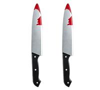 Ultra 2 Halloween Black Bloody Knife Props Plastic Fake Blood No Sharp Edge | Long,Slasher,Chopping,Weapon,Pretend,Cosplay,Novelty,LARP Dressing Up,Weapons, Swords,Cleaver,Bloodied,Realistic,Fancy Dress