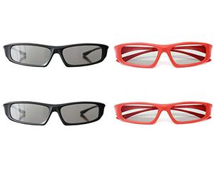 Ultra 2 Pairs of Black and 2 Red Adults Passive 3D Glasses for TV Men Women Polarized Wraparound For Use with RealD Movies Cinemas TVs and Projectors 3D Cinema Glasses Movie Glasses 3D Glasses Cinema