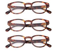 Ultra 3 Pack of Reading Glasses Dioptre Transparent Glasses Lightweight Comfortable Womens Mens Reading Glasses Non-Prescription Lenses Designer Style (Brown Tortoiseshell, 2.00, Dioptres)