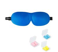 Ultra 3D Soft Contoured Light Blocking Eye Mask Blackout Men Women Children Travel Sleep Blindfold Comfortable Design Adjustable Sleeping (Blue, Pack of 1 Mask Plus 1 Set of Earplugs)
