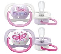 Ultra Air Philips Avent Pacifiers 0-6 Months Orthodontic and BPA Free (Pack of 2) + Steriliser/Carry Case SCF080/02