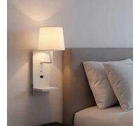 Ultra Beam Lighting 4 Watt White Reading Wall Lamp For Bedroom - USB & Wireless Charging