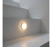 Ultra Beam Lighting Ultrabeam Round Acrylic Mini Recessed Indoor Wall Light - Step And Stair Riser Light 1 Watt Led Sandblasted Finish