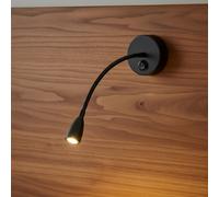 Ultra Beam Lighting Ultrabeam Wall Mounted Bedside Reading Light With An Adjustable Arm Black Finish 3 Watt 3000K Warm White Led
