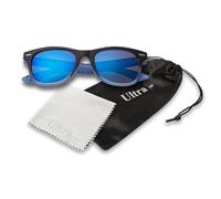 Ultra Black Frame Striped Arms Kids Sunglasses Childrens Sunglasses UV400 Protection Kids Sun Glasses Retro Classic Style Shades Boys Girls with Carry Pouch and Glasses