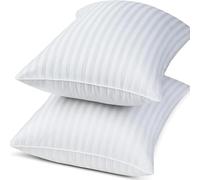 Ultra Bounce Pillows 2 Pack - Bed Pillows with Hollowfibre Filling for Side and Back Sleepers - Anti Allergy, Hotel Quality with Egyptian Stripe, Supportive & Comfortable Sleep
