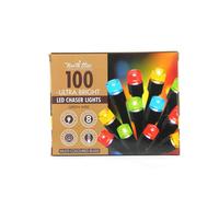 Ultra-Bright 100 Led Chaser Fairy Lights Green Wire - Multicolour