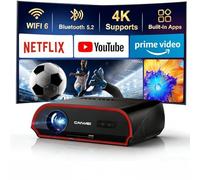 Ultra Bright 1400 Lumens ANSI Smart Projector, NFC Wireless Fused Wifi 6, 4K HDR10+ Decoding Android TV, Bluetooth Bidirectional, DSP Stereo, Home Theater with Daylight and