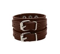 Ultra Brown Gothic Buckle Leather Goth Steampunk Bracelet Emo Punk Cyber Wrist Cuff Mens Womens Wristbands Biker Rock Vintage Gothic Style Adult Mens Bracelets Womens Bracelet Wrist Band Cyber