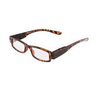 Ultra Brown Tortoiseshell +1.0 Adults LED Reading Glasses Night Illuminated Mens Womans Presybyopic Diopter with Lights Power +1.0 Dioptre Strength Magnifying Lenses