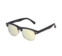 Ultra Children's Sunglasses - Black Frame With Gold Lenses, Round Half Rim, UV400 UVA Protection, Retro Classic Style for Boys and Girls