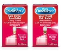 Ultra Chloraseptic Anaesthetic Throat Spray, Cherry Flavour, Fast Acting Relief for Sore Throat Pain, 15 ml (Pack of 2)