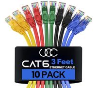 Ultra Clarity Cables Cat6 Ethernet Cable - 3 ft 10-Pack (0.9m) Cat 6 RJ45, LAN, Utp, Network, Patch, Internet Cable - 3 feet