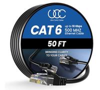Ultra Clarity Cables Ethernet Cable Cat6 15M/50ft High-Speed 10Gbps LAN Cable with Gold Plated RJ45 Connector for Router, Modem, PC, Switches, Hub, Laptop, Black, 1 Pack