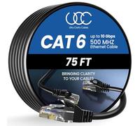 Ultra Clarity Cables Ethernet Cable Cat6 22M/75ft High-Speed 10Gbps LAN Cable with Gold Plated RJ45 Connector for Router, Modem, PC, Switches, Hub, Laptop, Black, 1 Pack