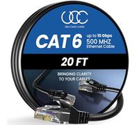 Ultra Clarity Cables Ethernet Cable Cat6 6M/20ft High-Speed 10Gbps LAN Cable with Gold Plated RJ45 Connector for Router, Modem, PC, Switches, Hub, Laptop, Black, 1 Pack