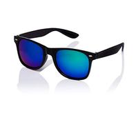 Ultra Classic Retro Sunglasses UV400 Protection - Unisex Adults Mens Womens - Lightweight Polycarbonate Lenses - Timeless Black Frame with Green Mirrored Lenses