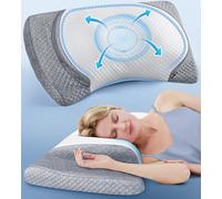 Ultra Comfort Cervical Neck Pillow for Pain Relief, Adjustable Side Sleeper Pillow Fit Shoulder Perfectly, Odorless Ergonomic Memory Foam Pillow w/Armrest Area, Bed Pillows for Back Stomach Sleeping