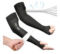 Ultra-Comfort Cut Resistant Sleeves for Thin Skin and Bruising, Cooling Protective Arm Sleeves for Gardening, Farming, Yard, Black (1 Pair), One size