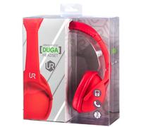 ULTRA COMFORT LIGHTWEIGHT URBAN REVOLT RED DUGA FOLDABLE MEDIA HEADSET WITH MIC