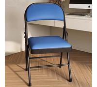 Ultra Comfortable Folding Chair with Thick Padded Seat - Metal Indoor Office Chair, Soft Cushion for Computer Desk, Portable & Space-Saving, Blue Color, 79x47x45cm
