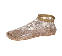 Ultra Comfortable Shiny Gem Mesh Flats for women, Glittery Stretchy Net Shoes, Glitter Stretchy Net Shoes, Foldable Low Heel Slip on Lightweight (Color : Gold, Size : 39)