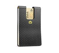 Ultra Compact Card Holder with Carbon Effect, The World's Smallest Wallet, RFID Protection Against Fraud and demagnetisation, i3C Carbon Card Clip Model