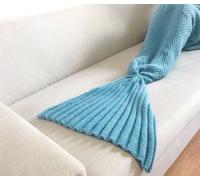 Ultra Cosy Acrylic Knitted Blanket, Tufted Machine Washable Throw Velosso Blue 70cm x 183cm