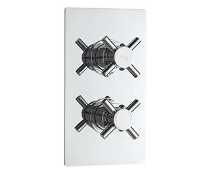 Ultra Crosshead Hudson Reed KRI3210 Tec ǀ Modern Bathroom Minimalist Cross Lever Handle Twin Concealed Valve, 215mm x 120mm, Chrome, Set of 3 Pieces