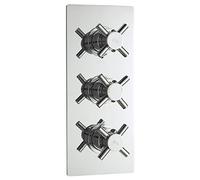 Ultra Crosshead Hudson Reed KRI3211 Tec ǀ Modern Bathroom Minimalist Cross Lever Handle Triple Concealed Valve, 280mm x 120mm, Chrome, Set of 3 Pieces