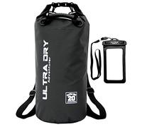 Ultra Dry Adventurer 30L Dry Bag Backpack - Premium Black, Waterproof Bag with Waterproof Phone Pouch & Padded Backpack Straps for Kayaking, Canoeing, Boating & Camping